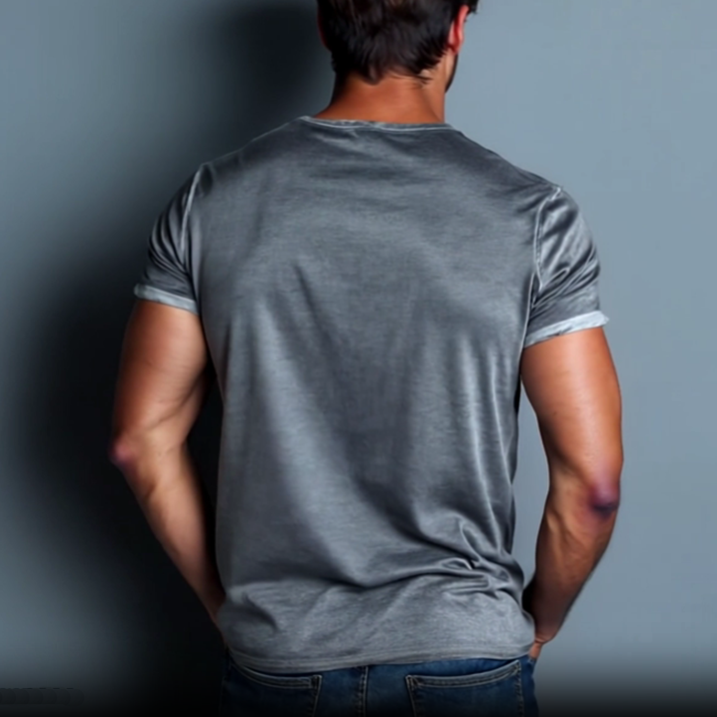 Men's Classic Casual Thin Suede Washed Distressed V-neck Slim Short-sleeved T-shirt MTA1920G5K