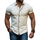 Men's Casual Premium Cotton Contrast Trim Lapel Single Breasted Slim Fit Short Sleeve Shirt MTA0842E7M