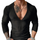 Men's Solid Color Striped V Neck Long Sleeve T-shirt MTA0272G1Z