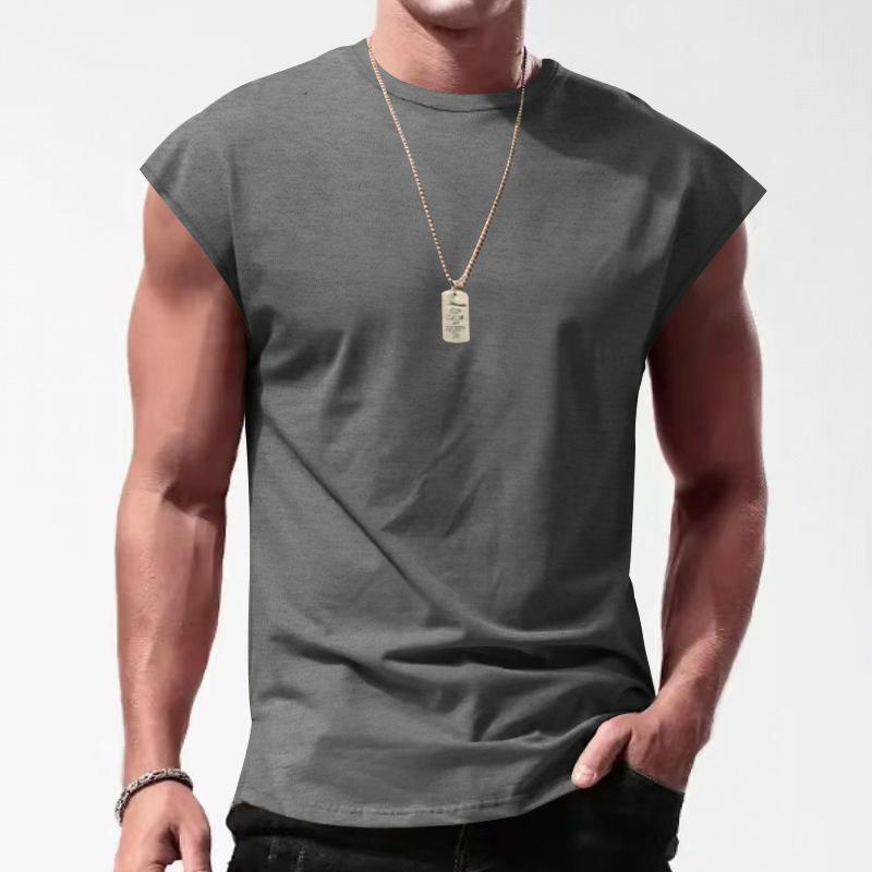 【24-hour shipping out】Men's Solid Loose Sleeveless Sports T-shirt 64307072Z