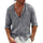 Men's Casual Cotton Linen Stand Collar Single Breasted Long-Sleeved Shirt 65382678M