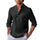 Men's Waffle Stand Collar Rolled Sleeve Long Sleeve Shirt 19984852Y