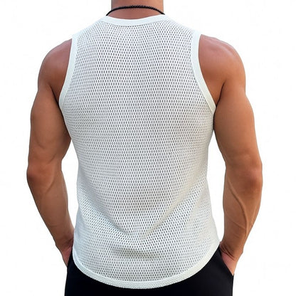 Men's Solid Knit Mesh Crew Neck Tank Top MTA1809G1X
