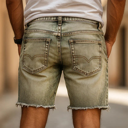 Men's Vintage Distressed Washed Multi-pocket Slim Fit Denim Shorts MTA2918E3M