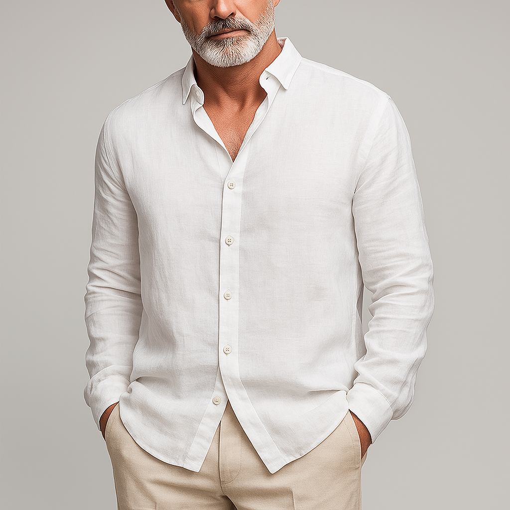 Men's Summer Fashion Slub Linen Long Sleeve Shirt MTA1184G6P