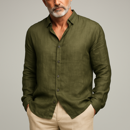 Men's Summer Fashion Slub Linen Long Sleeve Shirt MTA1184G6P